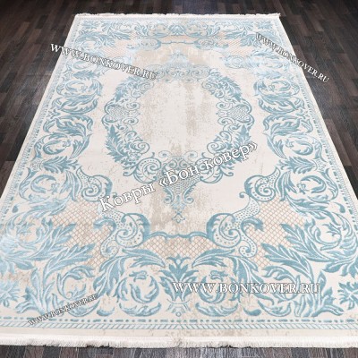 Турецкий Ковер для гостиной Белый с Голубым Арт 29862