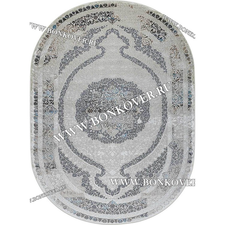 Ковер в гостиную дизайн 60 Серый Овал