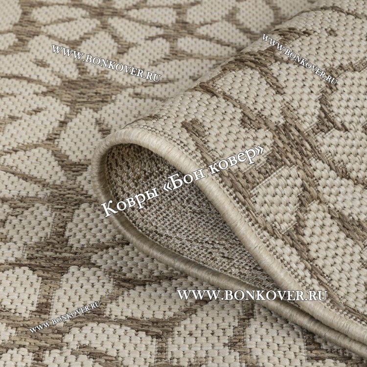 Безворсовый ковер дизайн 132 бежево-коричневый