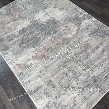 Современный Ковер из АртШелка Бледнорозовый с Серым 04