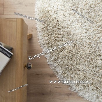 Длинноворсный ковер для гостиной 01 Бежевый Круг